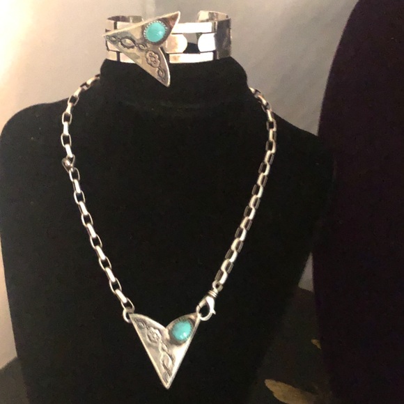 Jewelry - Vintage Southwest SS/turquoise necklace/cuff lot